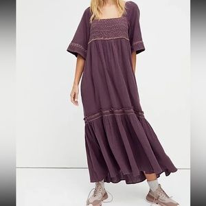 Free People Im The One Embroidered Maxi Dress, Purple